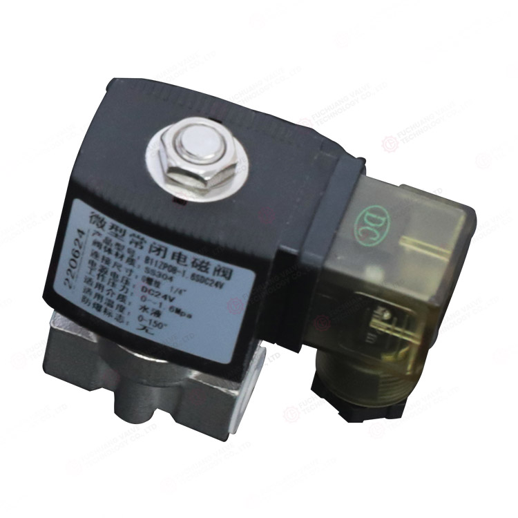 Miniature normally closed solenoid valve